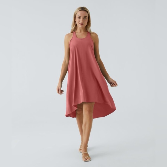 HALARA Breezeful Racerback Salmon High Low Flowy Midi Quick Dry Casual Dress XL - Picture 3 of 14